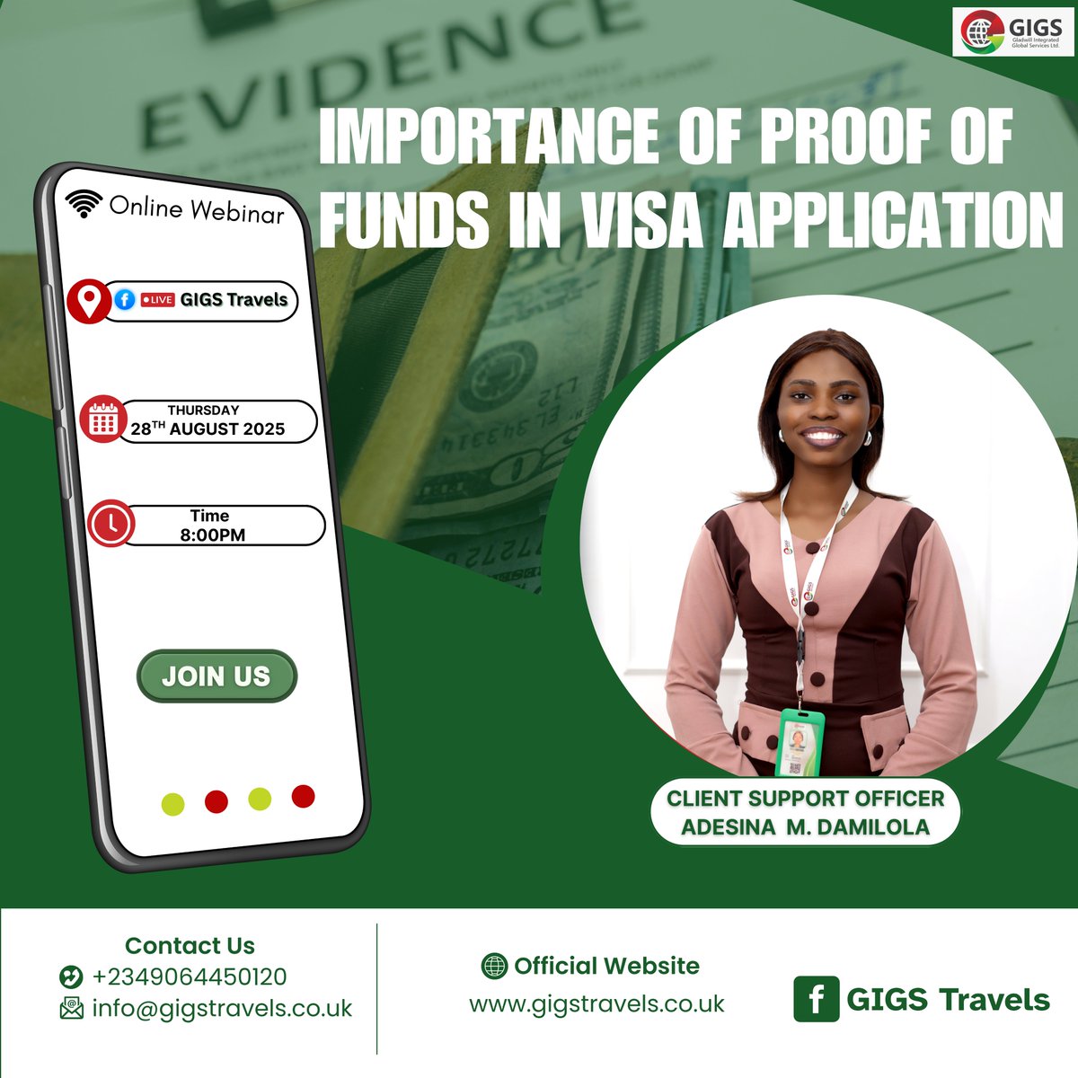 GigsTravels's tweet image. Did you know your Proof of Funds could make or break your visa application?

Join our Client Support Officer LIVE this Thursday as we share tips on getting it right.

 Aug 28 | 🕗 8PM GMT | 📍 Facebook Live @GigsTravels 

#GIGSTravels #VisaApplicationTips #ProofOfFunds #IToldThem