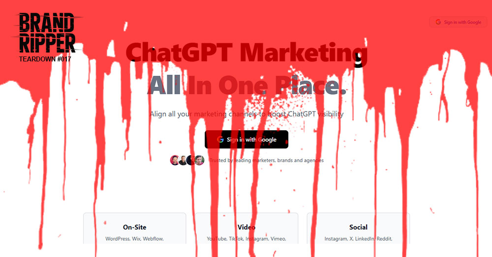 Manage Like a Pro? With What?

ChatGPT Marketing Plan claims “instant strategy.”Verdict? Slick wrapper. No substance. 2/10.

🔗 brandripper.com/teardown-017-c…

#BrandRipper #BrandTeardown #ChatGPT #BrandMarketing