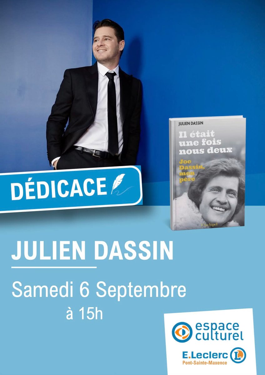 Je vous retrouve dans quelques jours pour une dédicace à Pont-Sainte-Maxence, le 6 septembre à 15h00 !
#JulienDassin #joedassin #ilétaitunefoisnousdeux #dassintour  #editionslarchipel #fglmusic #thierrywolf #fglproductions #Bestseller #BestSeller2025 #livres #biographie
