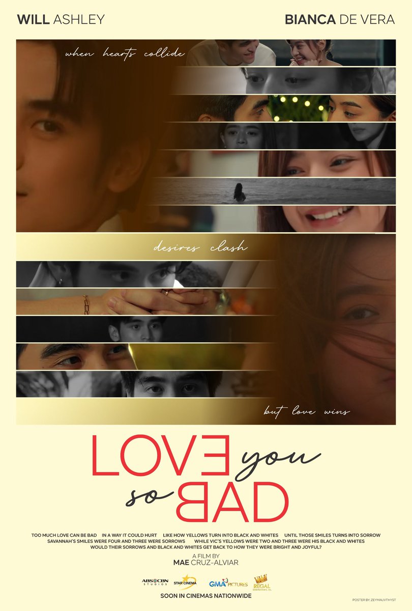 williana ꣑ৎ (@zeymauvthyst) on Twitter photo a fan-made film poster for “Love You So Bad”, starring Will Ashley and Bianca De Vera. a film by Mae Cruz-Alviar.
soon in cinemas nationwide
<a href="/StarCinema/">Star Cinema</a> <a href="/queenbeemae/">Mae Cruz Alviar</a> <a href="/GMAPictures/">GMA Pictures</a> <a href="/RegalEntsLtd/">RegalEntertainments</a>
SAVIC SA WILLCA
#LoveYouSoBadSAVIC | #WilCa a fan-made film poster for “Love You So Bad”, starring Will Ashley and Bianca De Vera. a film by Mae Cruz-Alviar.
soon in cinemas nationwide
<a href="/StarCinema/">Star Cinema</a> <a href="/queenbeemae/">Mae Cruz Alviar</a> <a href="/GMAPictures/">GMA Pictures</a> <a href="/RegalEntsLtd/">RegalEntertainments</a>
SAVIC SA WILLCA
#LoveYouSoBadSAVIC | #WilCa