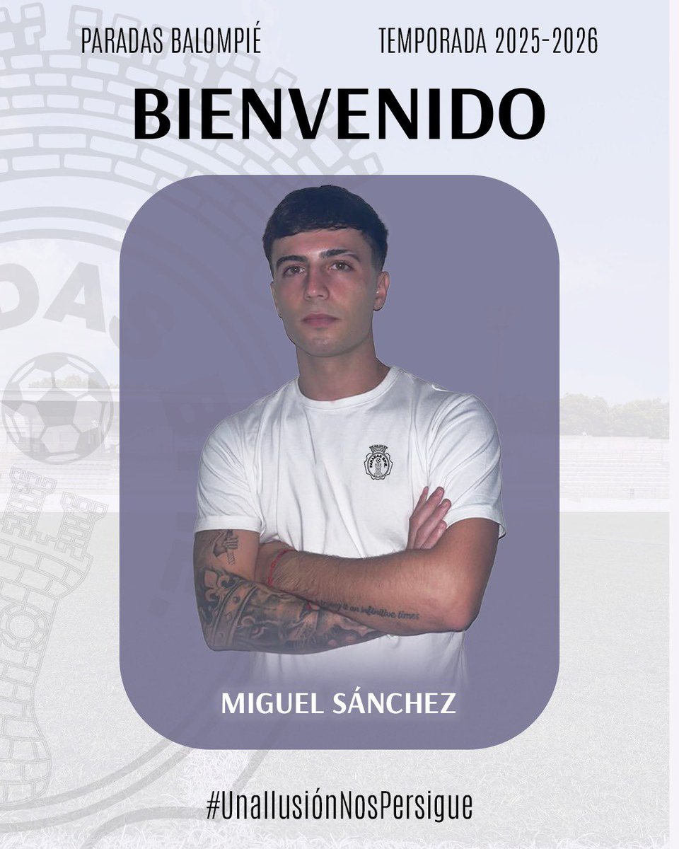 FICHAJE | 📣

Miguel Sánchez, nuevo jugador del Paradas Balompié.

Un refuerzo que llega para la temporada 2025/2026, aportando entrega y talento al equipo en esta nueva etapa llena de ilusión.

¡Bienvenido, Migue! 💜

#UnaIlusiónNosPersigue