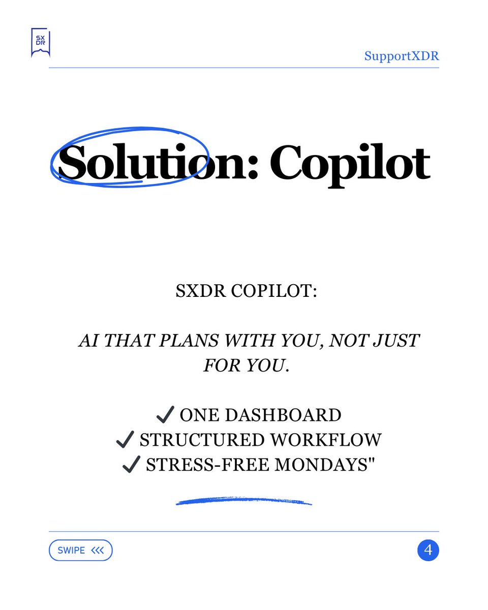 SupportXDR's tweet image. &quot;Your Monday mess ≠ your Monday destiny.🙃

 SXDR Copilot turns chaos → clarity.

 AI that plans with you.🚀

Swipe through to see how SXDR copilot is your new game changer!

Follow for more.✨

 #SXDRCopilot #AIWorkspace #Productivitytols #Efficiency #Saas #Copilot