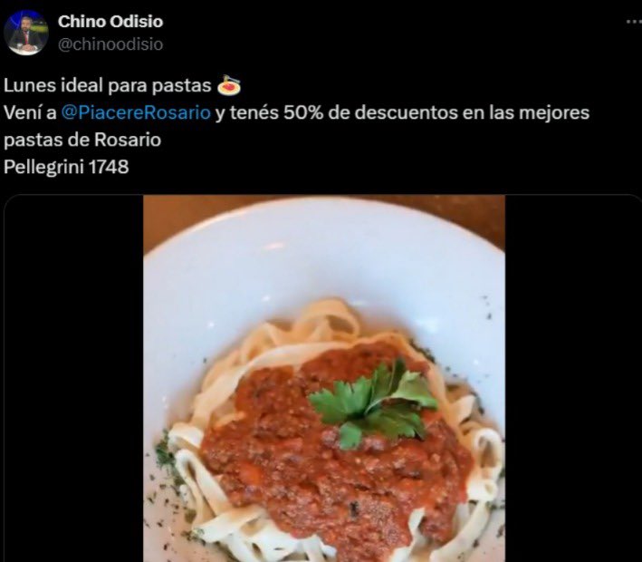 Para los que no pudieron ver el post, hay 50% en pastas en <a href="/PiacereRosario/">Piacere Rosario</a>