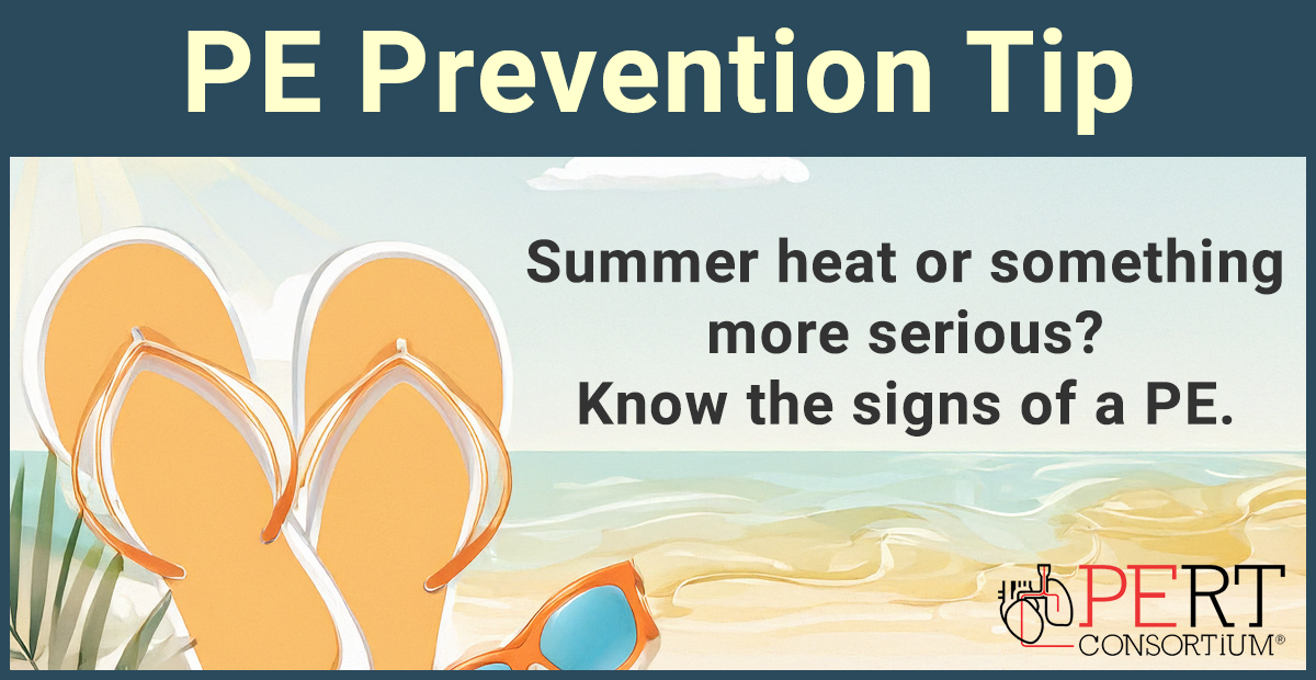 PERTConsortium's tweet photo. #PEPrevention Tip: Summer heat or something more serious? Know the signs of a PE.
Shortness of breath, chest pain, or a racing heart? These symptoms can be easy to brush off in the summer, but they could also signal a pulmonary embolism. If something feels off, don’t wait. Get checked out right away. It could save your life.
Learn more about the risk factors: https://t.co/U6bXVQokRh