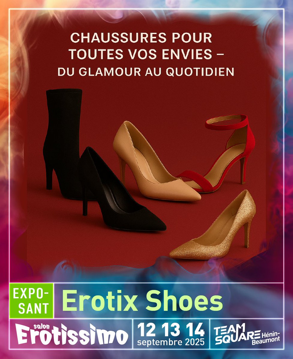 ErotixShoes sera présent au Salon Erotissimo avec une sélection de chaussures élégantes et séduisantes... à prix salon ! 🔥
Du 12 au 14 septembre au Team Square d'Hénin-Beaumont.
👉🏻 infos et billetterie sur erotissimo.net