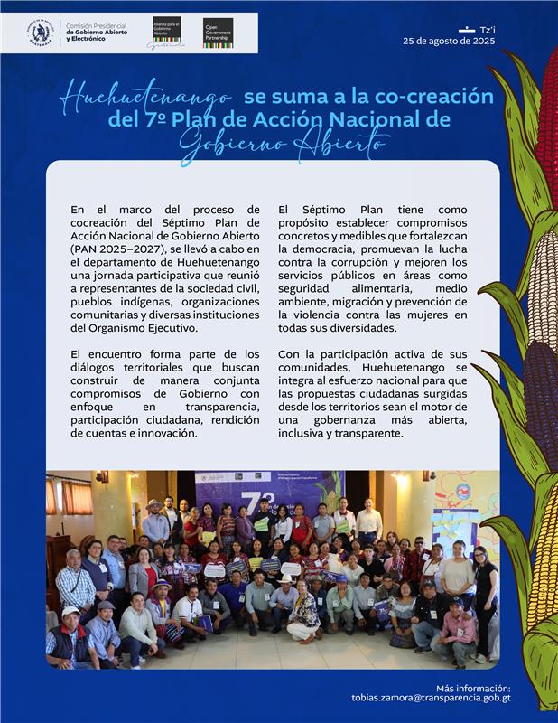 Nuestro compromiso es construir un gobierno más transparente e inclusivo, Huehuetenango se suma a la cocreación del Séptimo Plan de Acción Nacional de #GobiernoAbierto.