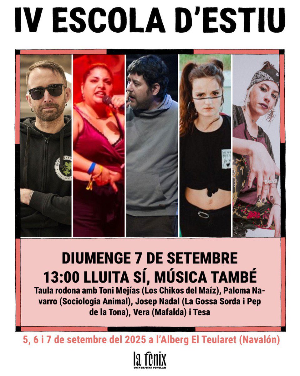 LaFenix_UP's tweet image. Ponents de luxe, referents del món musical valencià, ens acompanyaran en un dels actes dels que més ganes tenim aquesta escola: LLUITA SÍ, MÚSICA TAMBÉ. Amb Toni Mejías, Vera, Josep Nadal, Tesa i Paloma Navarro! 🎙️✊🏼