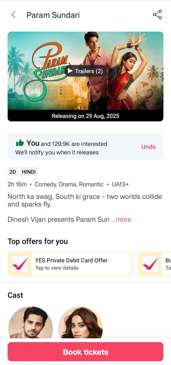 CartoonWor81754's tweet image. #ParamSundari  bms already surpassed #dhadak2 and #sos2 bms
3 days before release 
Hype for #ParamSundari 🔥🔥🔥🔥🔥🔥🔥🔥
Almost 130k bms 🔥🔥🔥
@MaddockFilms 
@SidMalhotra 
#JanhviKapoor