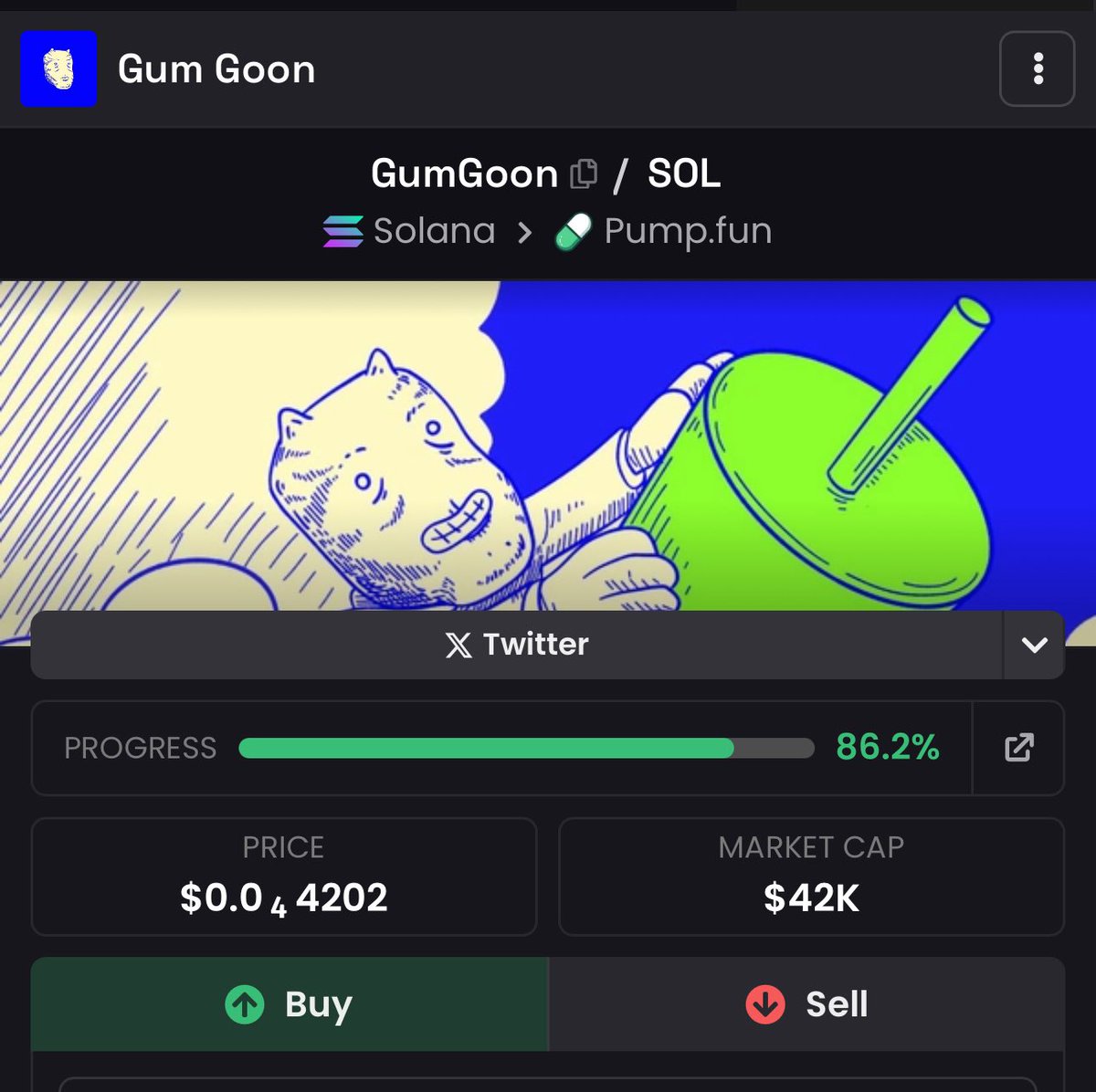 0xMatix's tweet image. $Gumgoon on Solana is now almost bonded with credible team 

7wa16kLVPtXgFQEuC8PhVtseKwuzmk8UCLmpK5P4pump

Dex paid ✅