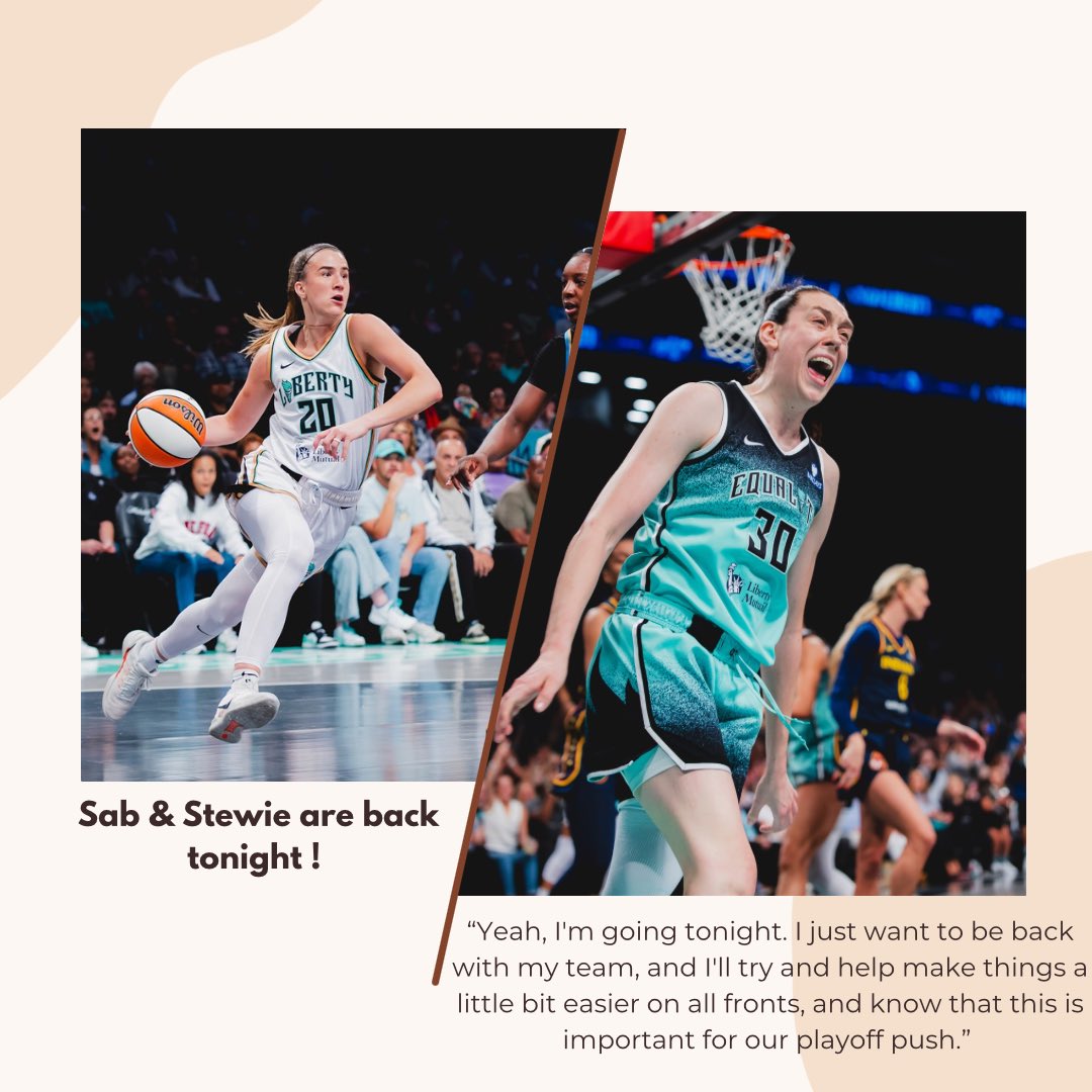 NYLibertyFanTV's tweet photo. Happy Game Day ๐ฝ
For only the 10th time this season, we will see the Big 3 of Sab, JJ, and Stewie take the floor tonight against the Sun.
@nyliberty ๐ @connecticutsun
๐ก @barclayscenter
โฐ 7PM
๐บ MY9
#nyliberty #wnba #nylftv https://t.co/LTn3hJV0Lb