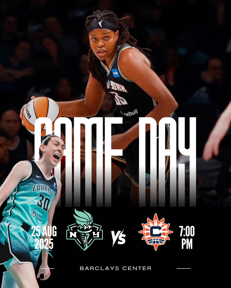 NYLibertyFanTV's tweet photo. Happy Game Day ๐ฝ
For only the 10th time this season, we will see the Big 3 of Sab, JJ, and Stewie take the floor tonight against the Sun.
@nyliberty ๐ @connecticutsun
๐ก @barclayscenter
โฐ 7PM
๐บ MY9
#nyliberty #wnba #nylftv https://t.co/LTn3hJV0Lb