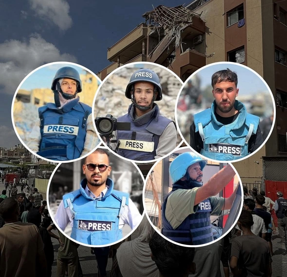 skylineforhuman's tweet photo. Israeli strikes killed 5 journalists at #NasserHospital in Gaza today.

Major news agencies call them "freelancers" or "contractors," creating a dangerous hierarchy of journalistic worth.

We call for an end to this discriminatory terminology.

Read more⬇️
https://t.co/BLeVso4DRk https://t.co/u6Opo5RgTA