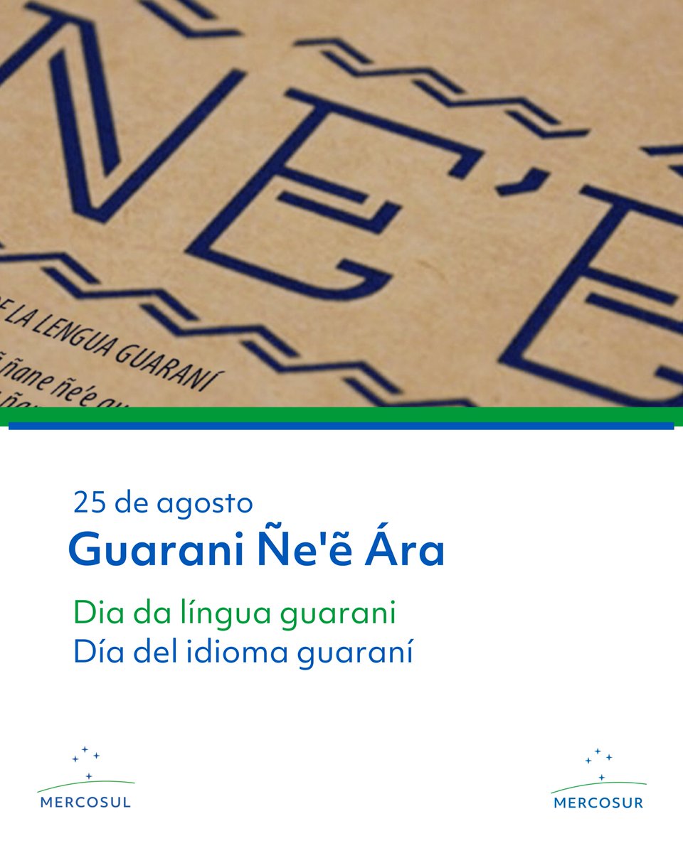 [PT] 🗓 Hoje celebramos o Dia da Língua Guarani!
O guarani é uma língua viva que une culturas e que faz parte da identidade do MERCOSUL.
✅ Por meio da Decisão CMC Nº 35/06, o guarani foi incorporado como um dos idiomas oficiais do Bloco.
📌 Hoje, junto com o espanhol e o