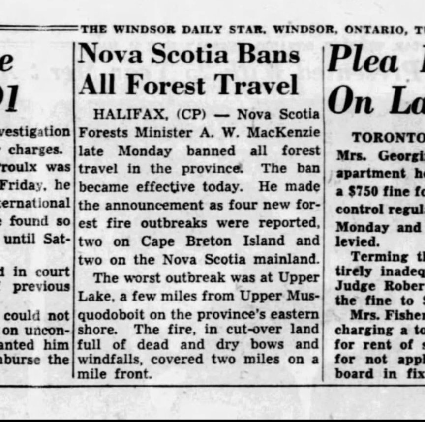 Disappointing to see <a href="/jengerson/">Jen Gerson</a> promoting the right-wing fiction that fire-related woods bans are the thin edge of a totalitarian wedge. Amateur NS historian Chris Gertridge has been posting clips of the 7(!) such bans from the 1950s.
