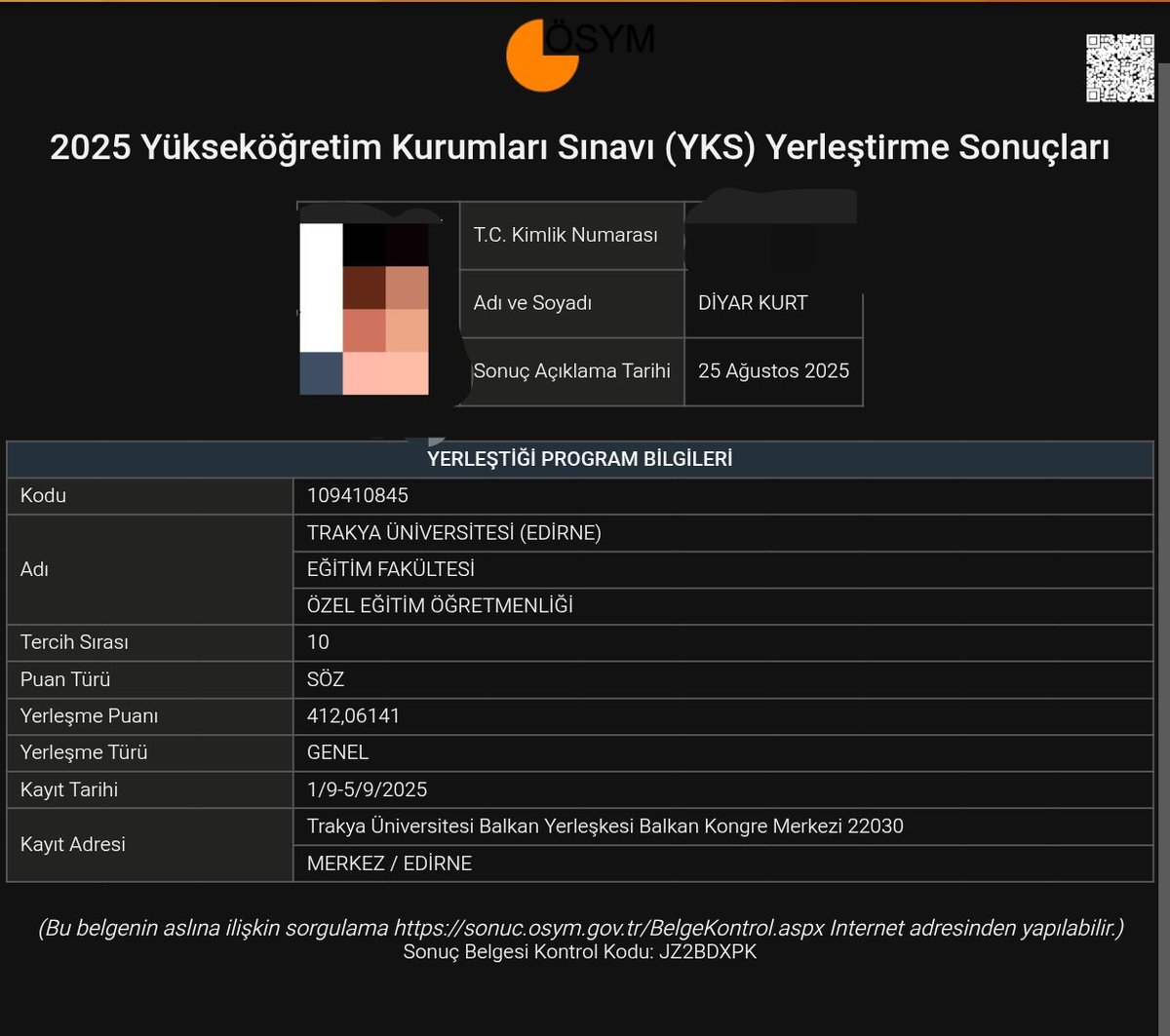 Diyar8098's tweet photo. Allah'tan reva mı bu 
#osymtercih #yks2025 https://t.co/YzuoAE0LGv