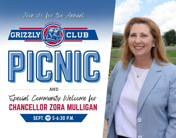Missouri State Fdn (@foundationmsu) on Twitter photo West Plains, join us Sept 8 for the Grizzly Club Fall Picnic! Meet Chancellor Mulligan, enjoy free food, hear from coaches, and catch the volleyball opener vs. Jefferson. Free admission! RSVP: 417-255-7975 or WPAthletics@MissouriState.edu More details at bit.ly/3Jxhbsj West Plains, join us Sept 8 for the Grizzly Club Fall Picnic! Meet Chancellor Mulligan, enjoy free food, hear from coaches, and catch the volleyball opener vs. Jefferson. Free admission! RSVP: 417-255-7975 or WPAthletics@MissouriState.edu More details at bit.ly/3Jxhbsj