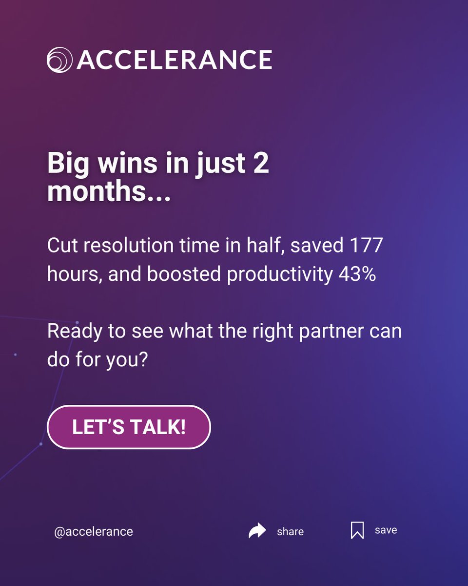 Accelerance matched an IT firm with AI, +43% productivity, 177 hours saved. Full story: hubs.la/Q03DC6nn0

#AITicketResolution #AdvisoryForTheWin #AdvisoryVsStaffing