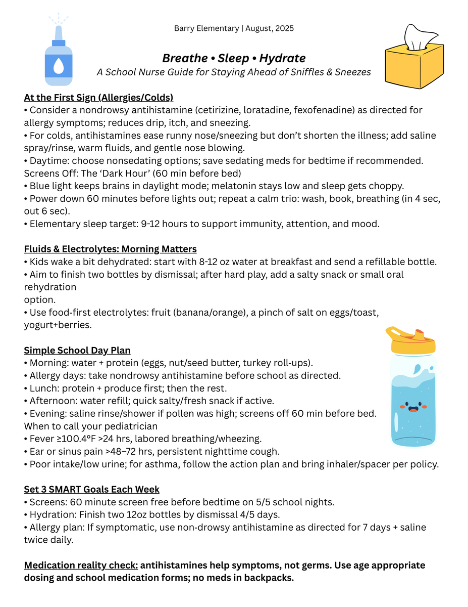 It's that time of year when we all need a little extra care to keep ourselves school ready. 💪Our amazing Nurse Angela has shared some tips and information to help us through the season!