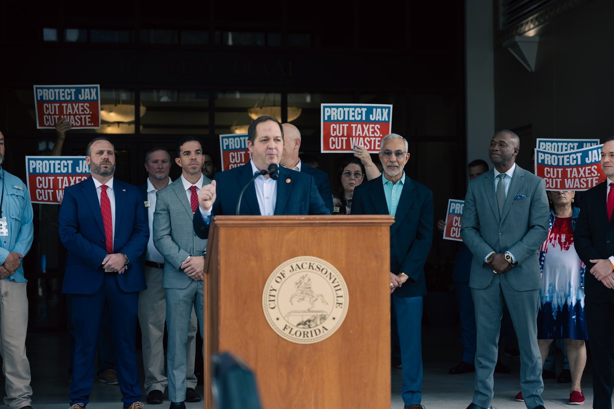 Florida GOP (@floridagop) on Twitter photo Jacksonville families can’t afford <a href="/DonnaDeegan/">Donna Deegan</a>’s bloated budget. With a 7.1% budget hike––nearly triple inflation, liberal waste is out of control.
Today, Chairman <a href="/EvanPower/">Evan Power</a> joined City Council members to call for cutting taxes and waste to save residents’ hard-earned money. Jacksonville families can’t afford <a href="/DonnaDeegan/">Donna Deegan</a>’s bloated budget. With a 7.1% budget hike––nearly triple inflation, liberal waste is out of control.
Today, Chairman <a href="/EvanPower/">Evan Power</a> joined City Council members to call for cutting taxes and waste to save residents’ hard-earned money.