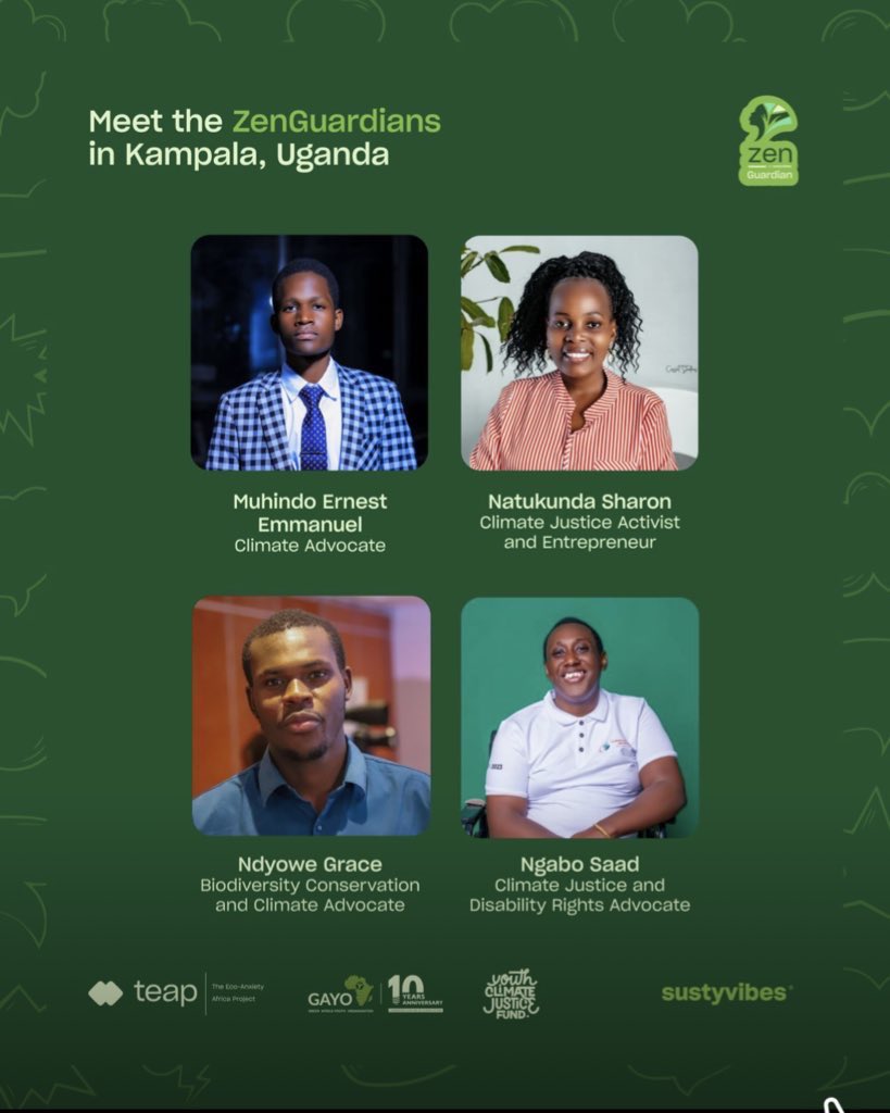 Meet the Ugandan Zenguardians Team🥰
  
The program tackles one of the emerging  challenges of climate crisis which is "#Eco_Anxiety". 

This refers to the fear, stress, and uncertainty that many people feel when they think about the worsening impacts of climate change.