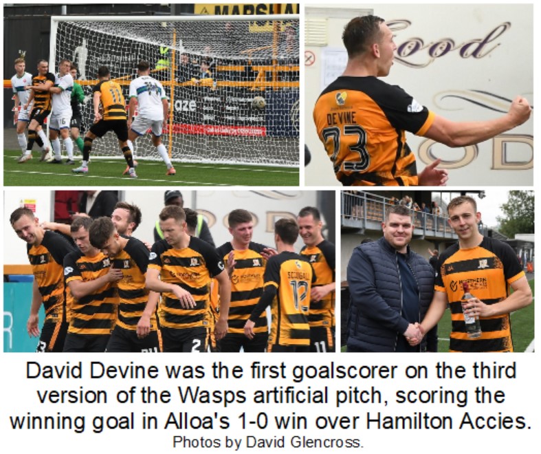 Shout out to David Devine, who has joined some real Alloa royalty in becoming the first Alloa goalscorer on the third version of the Wasps artificial surface:
☑️1st pitch, 1st ⚽ 2007 - Brown Ferguson
☑️2nd pitch, 1st ⚽ 2016 - Greig Spence
☑️3rd pitch, 1st ⚽ 2025 - David Devine