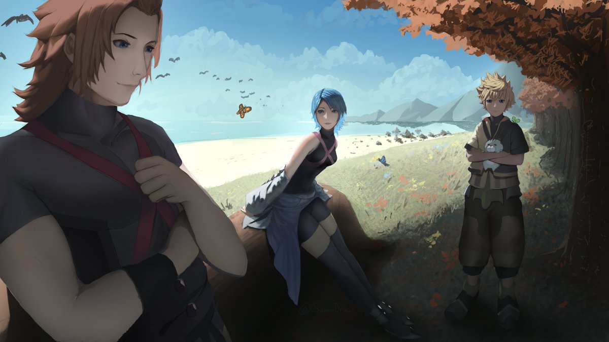 Rushed this for an art competition

Wayfinder trio ! 🧡💙💚
#kingdomhearts