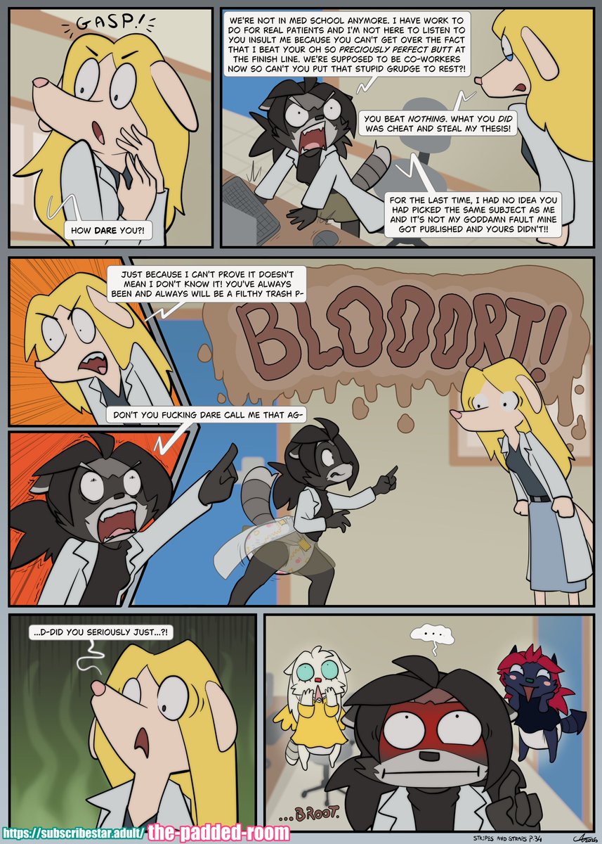 Stripes and Straps page 34
Support the comic and get access to the five next pages immediately by subscribing on my Substar or Pixiv Fanbox (and whatever other art and extras I post there) A new page is uploaded every monday!