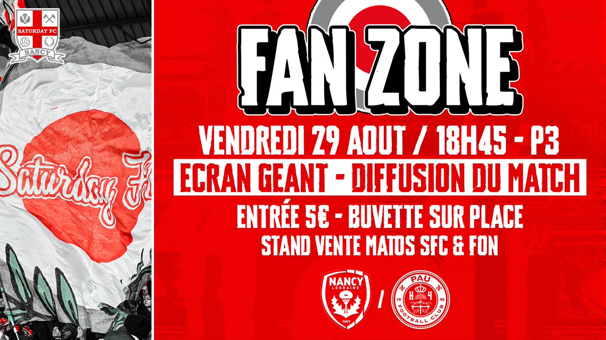 asnlfans's tweet photo. 𝐅𝐀𝐍 𝐙𝐎𝐍𝐄 / 𝐍𝐀𝐍𝐂𝐘-𝐏𝐀𝐔 🔴⚪️

➡️ Ouverture des portes à 18h45
🏟️ Sur le P3 (En face de l'entrée 1)
🚗 Parkings : P4 et P7
🎯 800 personnes maximum
💵 5€ - Gratuit pour les - de 12 ans
🔗 https://t.co/iHr8WCAUyd *
🍺 Buvette sur place (pas de restauration) - CB + Liquide

*Billet généré par mail en passant par le lien. Pensez à enlever la contribution pour HelloAsso au moment du paiement si vous ne voulez pas payer + cher.