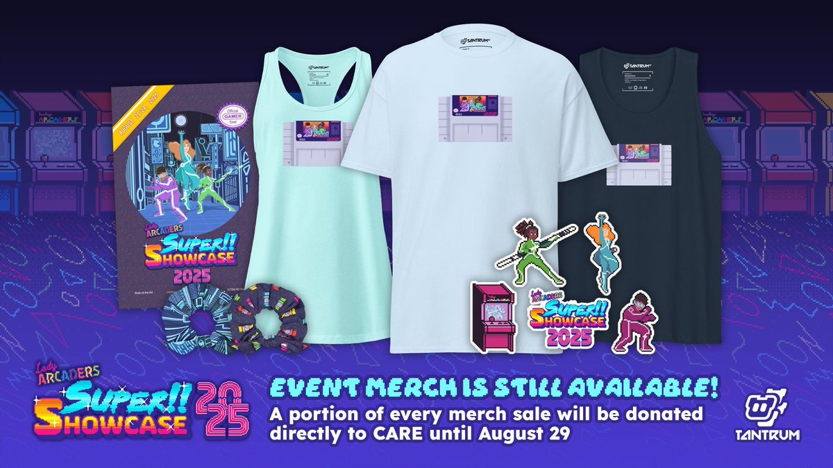 🎉 Congrats to @LadyArcaders for raising $5,225 for <a href="/CARE/">CARE (care.org)</a> this past weekend! You can help get the total even higher by grabbing their Super Showcase event apparel, stickers, &amp; poster as a portion of every sale will be donated 🧡 Order by August 29 over at ➡️