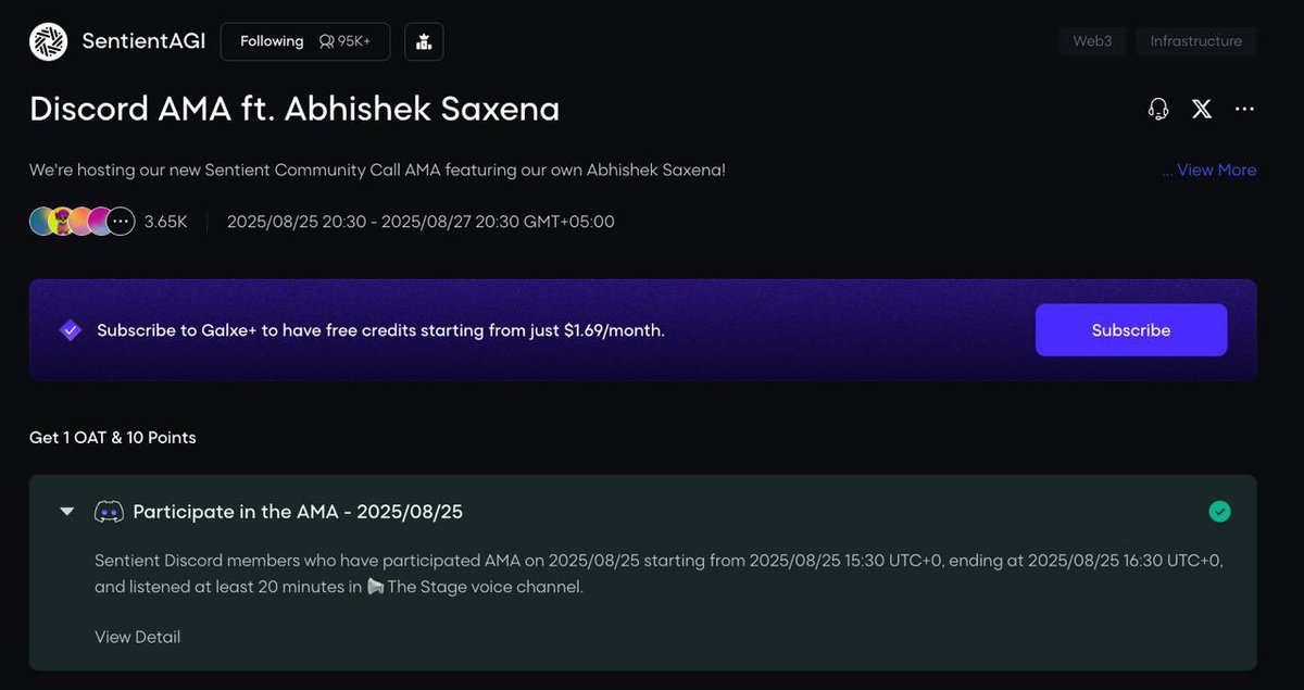 🔥 10,000 people. One AMA. History made. 🔥

Today’s <a href="/SentientAGI/">Sentient</a> AMA with <a href="/shad_haq_/">Shad Haq</a> maxed out Discord’s 10k stage limit 
This wasn’t a football match stream-it was the biggest AMA reach ever.

Community is on fire. Momentum is real. Are you still not bullish? 

<a href="/SentientAGI/">Sentient</a>