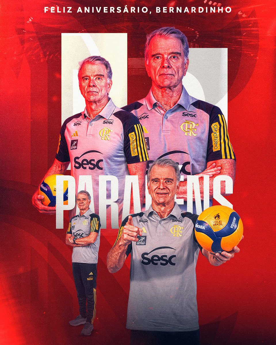 Time Flamengo (@timeflamengo) on Twitter photo Hoje é aniversário do técnico do <a href="/sescrjflamengo/">Sesc RJ Flamengo</a>, o multicampeão Bernardinho! Parabéns, referência! Felicidades e SRN! 👏🎂❤️🖤
#FlaVôlei Hoje é aniversário do técnico do <a href="/sescrjflamengo/">Sesc RJ Flamengo</a>, o multicampeão Bernardinho! Parabéns, referência! Felicidades e SRN! 👏🎂❤️🖤
#FlaVôlei