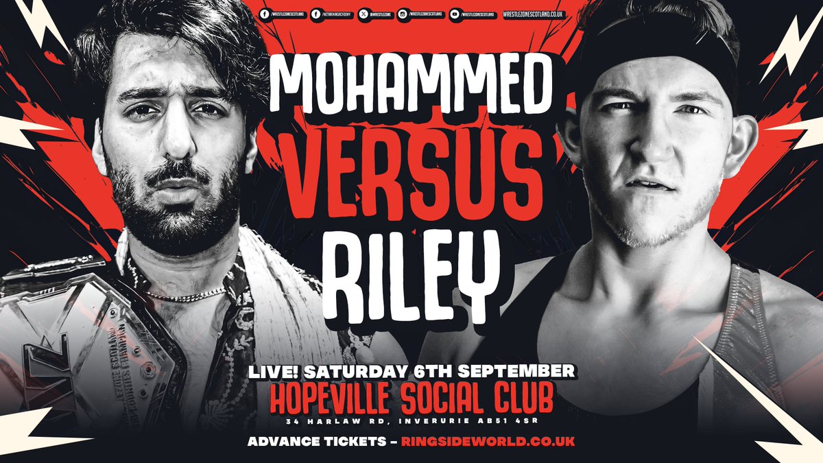 We return to the Hopeville Social Club on Saturday, September 6th where the Tri-Counties Title will be defended by 𝓤𝓶𝓪𝓻 𝓜𝓸𝓱𝓪𝓶𝓶𝓮𝓭 when he meets Ryan Riley!

VIP ticket - £15, 6pm entry

GA ticket - £12, 6:30pm entry    

Tickets- ringsideworld.co.uk/events.php?id=…