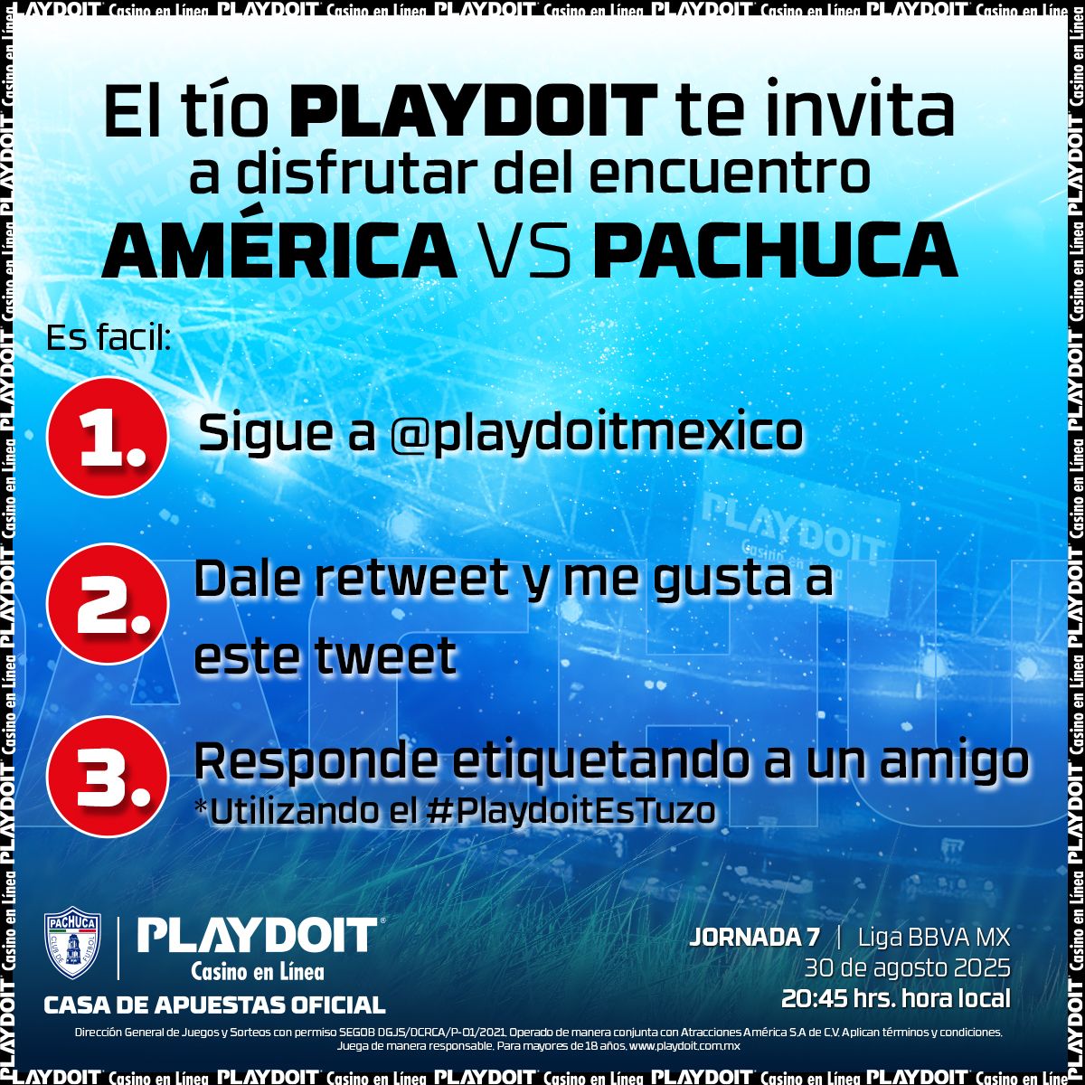 Tuzos's tweet photo. 🍀 | ¡La suerte está con los Tuzos!

Gana 1 de los 3 pases triples que el tío @playdoitmexico trae para ti y disfruta de nuestro encuentro del próximo sábado en un evento privado.

‼️ Checa bien los pasos.

☝🏻 Tienes hasta el jueves a las 12:00 hrs para participar 

⚠️ Evento para mayores de edad. 

#PlaydoitEsTuzo | #AméricaPachuca
