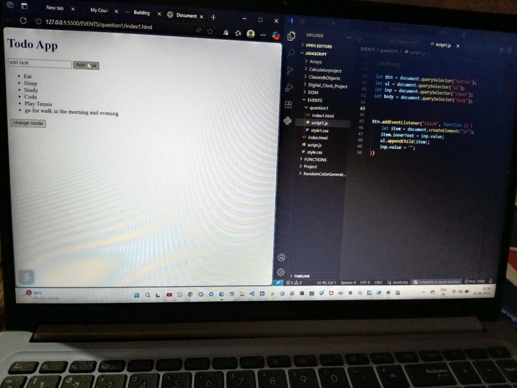 payalbains53359's tweet image. Day 57 of #100DaysofCode 🔥
Today covered topic :
- Kosaraju's Algorithm
- Bridge in graph
Web dev :-
Event bubbling, Event Delegation and simple projects building Todo with DOM etc.
#100DaysofCode #JavaJourney #CodinChallenge
@ApnacollegeX @ShradhaKhapra_