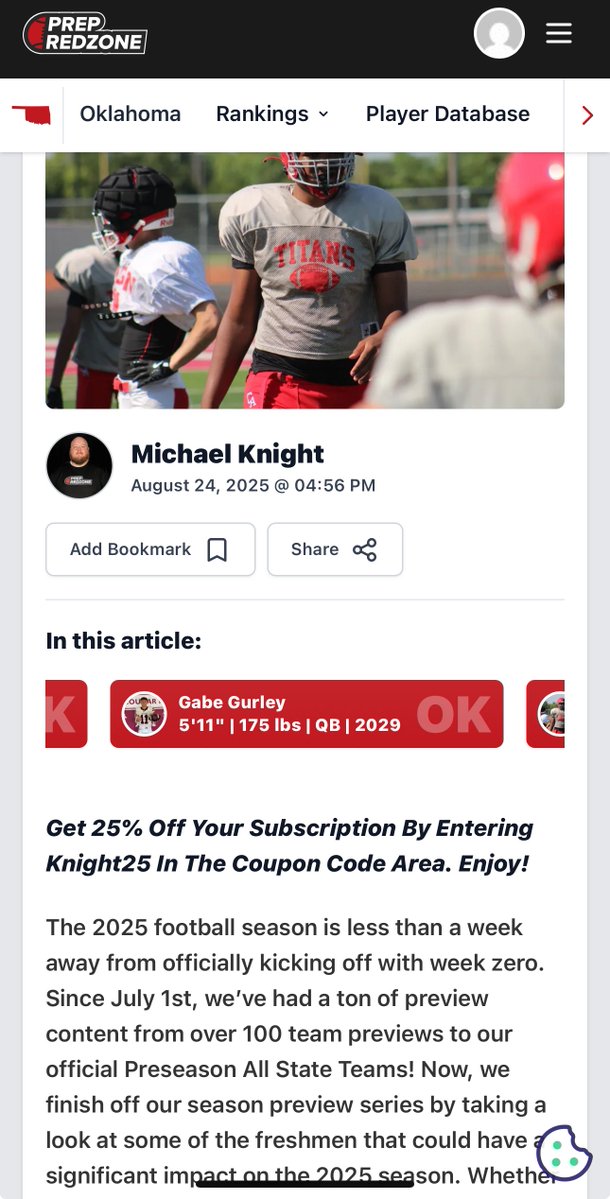 Gabe Gurley (@gabegurley11) on Twitter photo Grateful to be recognized on the watchlist for freshmen in Oklahoma! Big thanks to <a href="/PrepRedzoneOK/">Prep Redzone Oklahoma</a> for the mention! Also, keep an eye 👀 on my talented 2027/2028/2029 teammates who deserve some spotlight: <a href="/codycarpenter08/">Cody Carpenter</a> <a href="/Baylor_stone67/">baylor stonecipher</a> <a href="/Canaan_Parker5/">Canaan Parker</a> <a href="/GusGmatthews/">Gus Matthews</a> Grateful to be recognized on the watchlist for freshmen in Oklahoma! Big thanks to <a href="/PrepRedzoneOK/">Prep Redzone Oklahoma</a> for the mention! Also, keep an eye 👀 on my talented 2027/2028/2029 teammates who deserve some spotlight: <a href="/codycarpenter08/">Cody Carpenter</a> <a href="/Baylor_stone67/">baylor stonecipher</a> <a href="/Canaan_Parker5/">Canaan Parker</a> <a href="/GusGmatthews/">Gus Matthews</a>