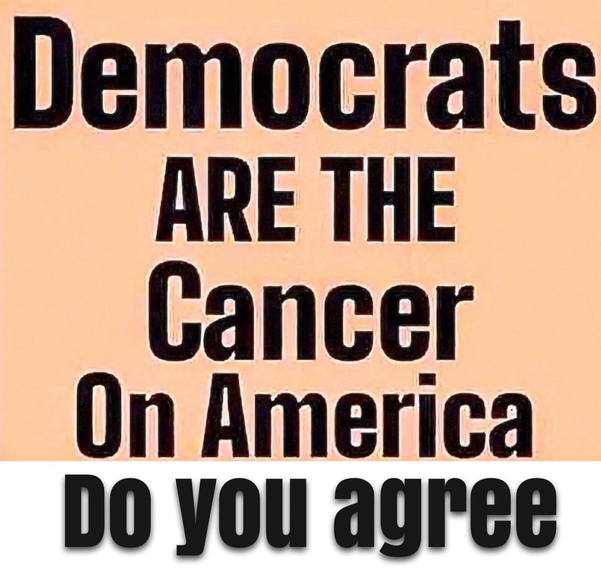 Democrats are the cancer on America.  Do you agree?