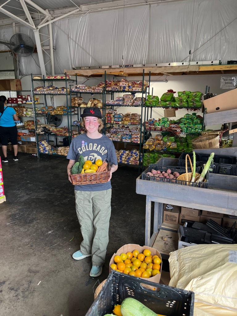 Zoe is headed off to CU for college! We are sad to see them go but excited for their next adventure. As one of our youngest restock leads and gleaning champion we are sure gonna miss ya!

Zoe is featuring the new VF hat - get yours at our next open Market for $20!