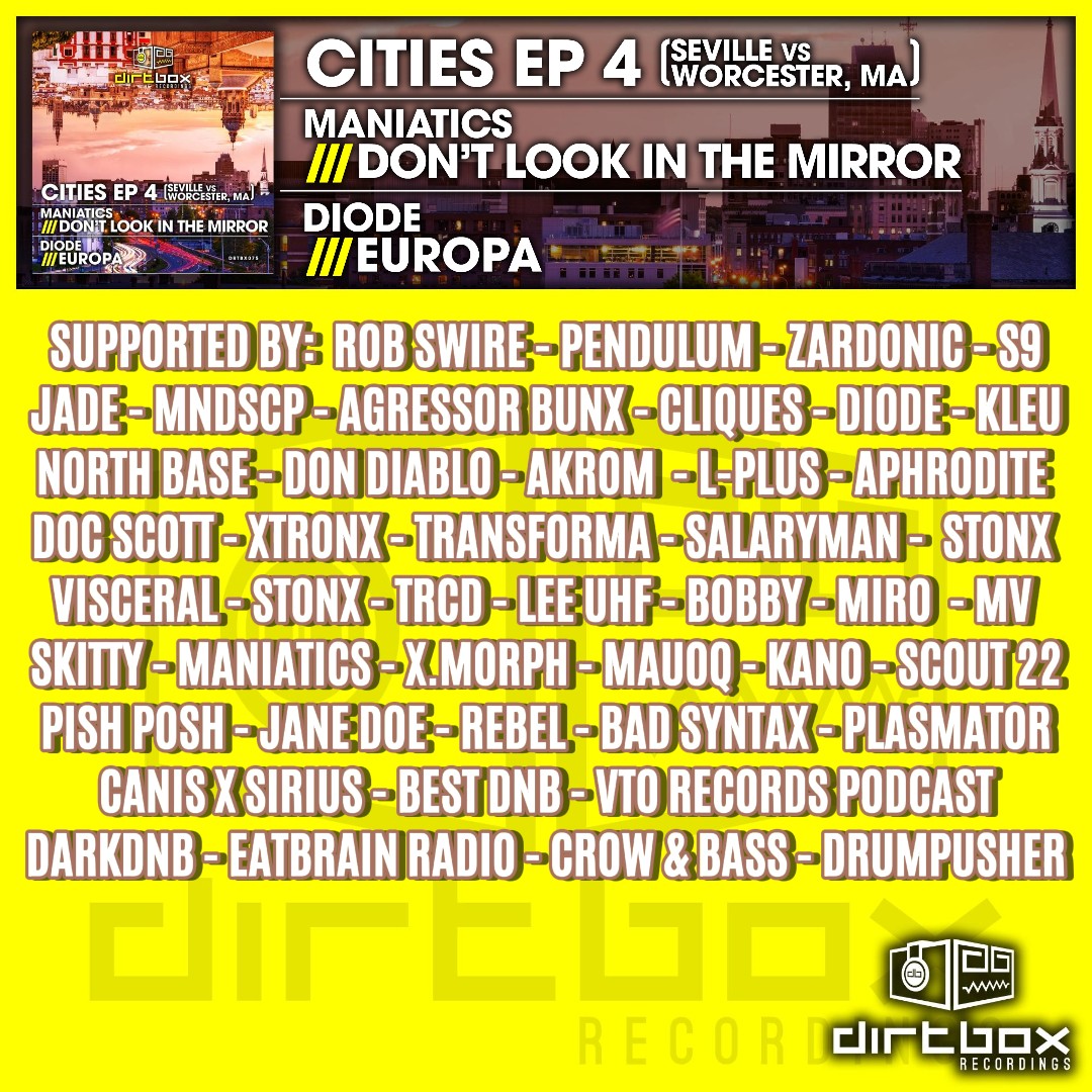 Our Dirtbox Recordings Cities EP4 has been getting some massive support of late and rightly so.

Both Alex Diode and Maniatics have delivered 2 huge monster DNB tracks fus ua check it out 

cygnusmusic.link/6zdrmqq