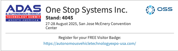 _OneStopSystems's tweet image. OSS is attending the ADAS &amp;amp; Autonomous Vehicle Tech Summit NA Aug 27–28 in San Jose!

Visit Booth #4045 to see our products with unmatched density &amp;amp; unbeatable latency powering ADAS + autonomous innovation.

#ADAS #AutonomousVehicles #EdgeComputing #HPC