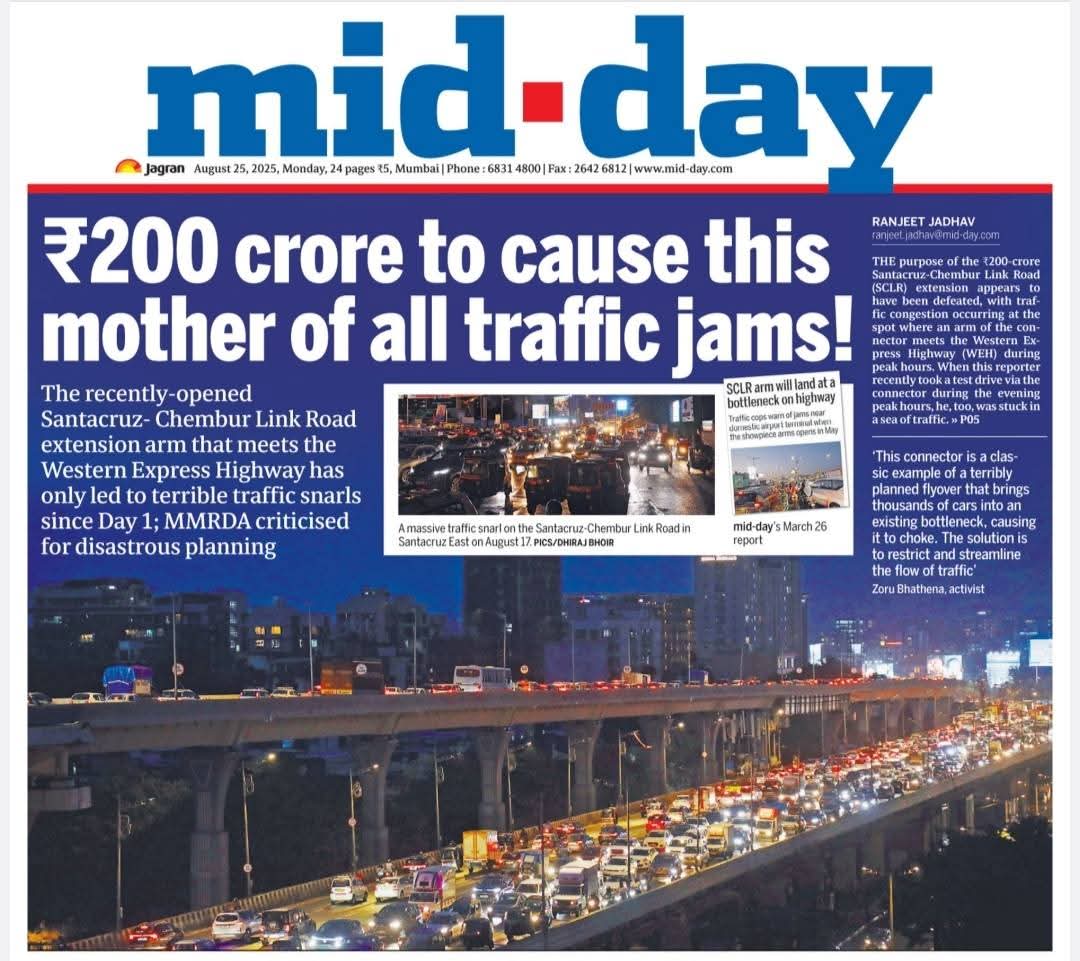 We Work Foundation® (@weworkngo) on Twitter photo “₹200 crore wasted! The new Santacruz-Chembur Link Road extension lands straight into a Western Express Highway bottleneck. Instead of easing traffic, it’s created chaos from Day 1. Classic case of IAS ‘planning’ on paper, disaster on road! <a href="/CMOMaharashtra/">CMO Maharashtra</a> <a href="/mybmc/">माझी Mumbai, आपली BMC</a> <a href="/MMRDAOfficial/">MMRDA</a> “₹200 crore wasted! The new Santacruz-Chembur Link Road extension lands straight into a Western Express Highway bottleneck. Instead of easing traffic, it’s created chaos from Day 1. Classic case of IAS ‘planning’ on paper, disaster on road! <a href="/CMOMaharashtra/">CMO Maharashtra</a> <a href="/mybmc/">माझी Mumbai, आपली BMC</a> <a href="/MMRDAOfficial/">MMRDA</a>