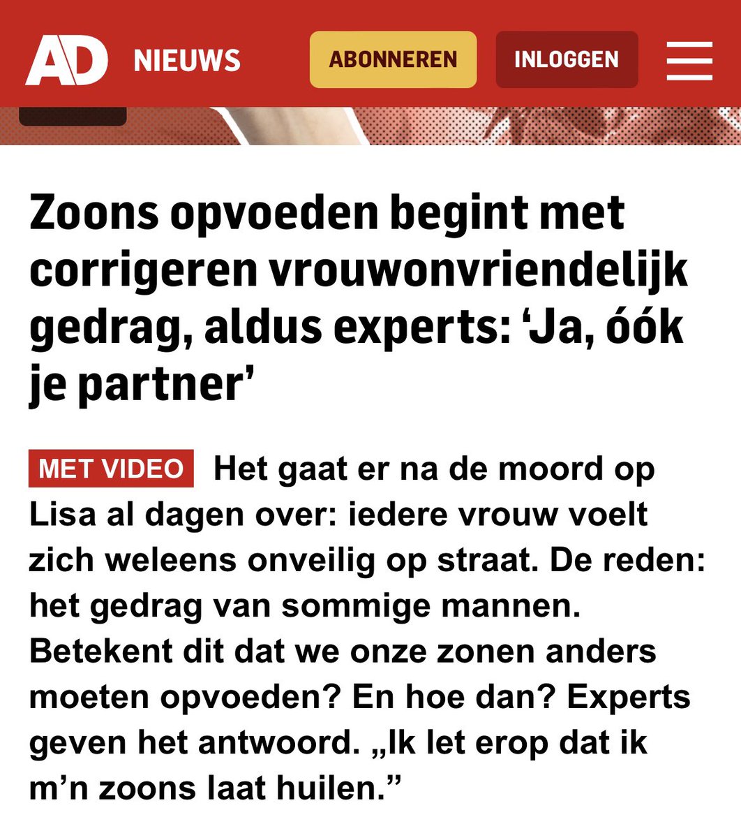 Nee complete staatsmongolen van het <a href="/ADnl/">AD.nl</a> : Ik heb mijn zonen goed opgevoed.  Die vermoorden geen meisjes en zijn netjes en respectvol tegen vrouwen. Lisa is vermoord door een illegale asielzoeker. Jullie en dat rijklinkse tuig zijn namelijk wel medeplichtig aan haar dood