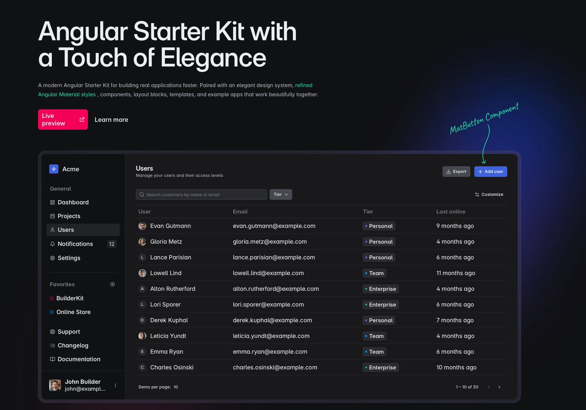 builderkitdev's tweet image. BuilderKit - Angular Starter Kit with a touch of elegance

#angular #SaaS