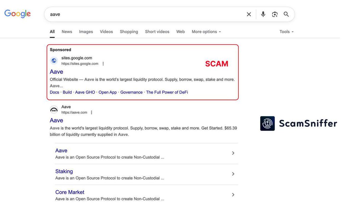 Cointelegraph (@cointelegraph) on Twitter photo 🚨 ALERT: Phishing ads on Google Search are exploiting Google Sites to host fake DeFi interfaces, with scams like Aave using iframe embeds for legitimacy. 🚨 ALERT: Phishing ads on Google Search are exploiting Google Sites to host fake DeFi interfaces, with scams like Aave using iframe embeds for legitimacy.