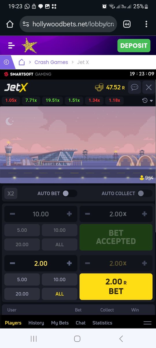 😳Nina <a href="/JuniorMbatha_/">uNdabezitha (Jnr)</a> <a href="/Rare_gemstone/">Kataki Senyatsi</a> <a href="/ThulaniTeeTee/">TeeTee MJ 🇵🇹🇿🇦</a>  R10 could take us to Abu Dhabi or win 1 Million in cash when playing #HollywoodbetsJetX

Sign up here to bet just R10 or more to win! hwbsocial.net/?utm_source=So…  <a href="/Hollywoodbets/">Hollywoodbets</a> let’s goooo!