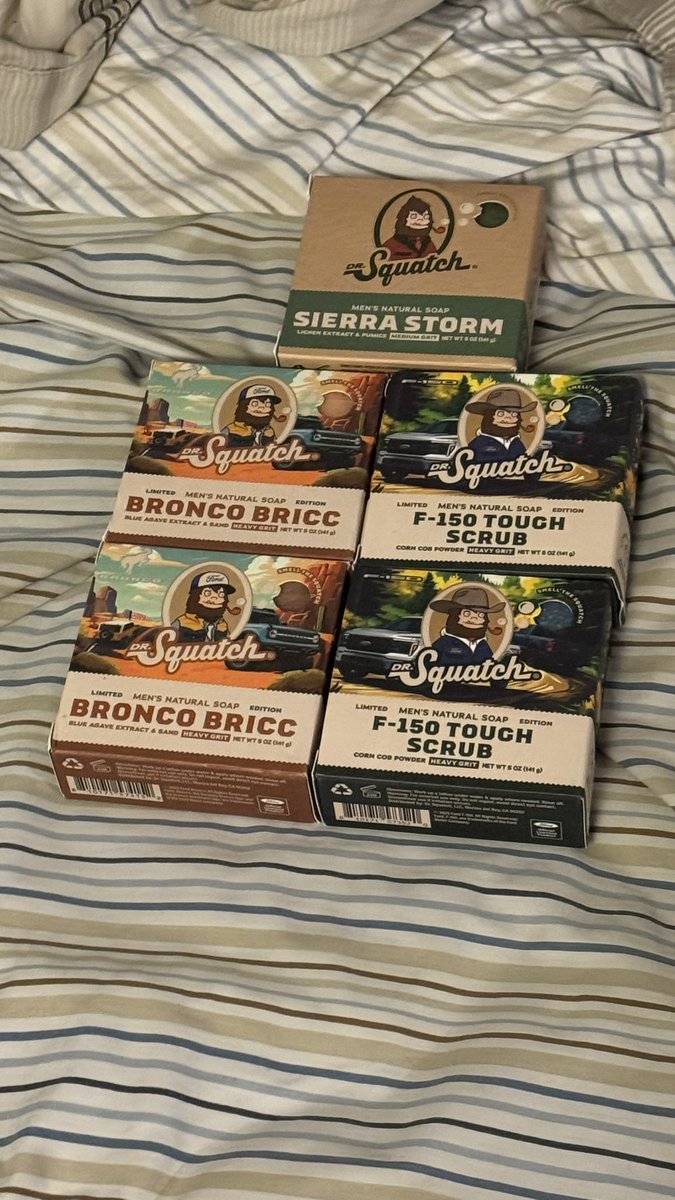 Sean (@mwgfghost) on Twitter photo My latest order from <a href="/DrSquatchSoapCo/">Dr. Squatch</a> came just now. Love em all, but F-150 Tough Scrub is my fave of em. Love my smell goods. My latest order from <a href="/DrSquatchSoapCo/">Dr. Squatch</a> came just now. Love em all, but F-150 Tough Scrub is my fave of em. Love my smell goods.