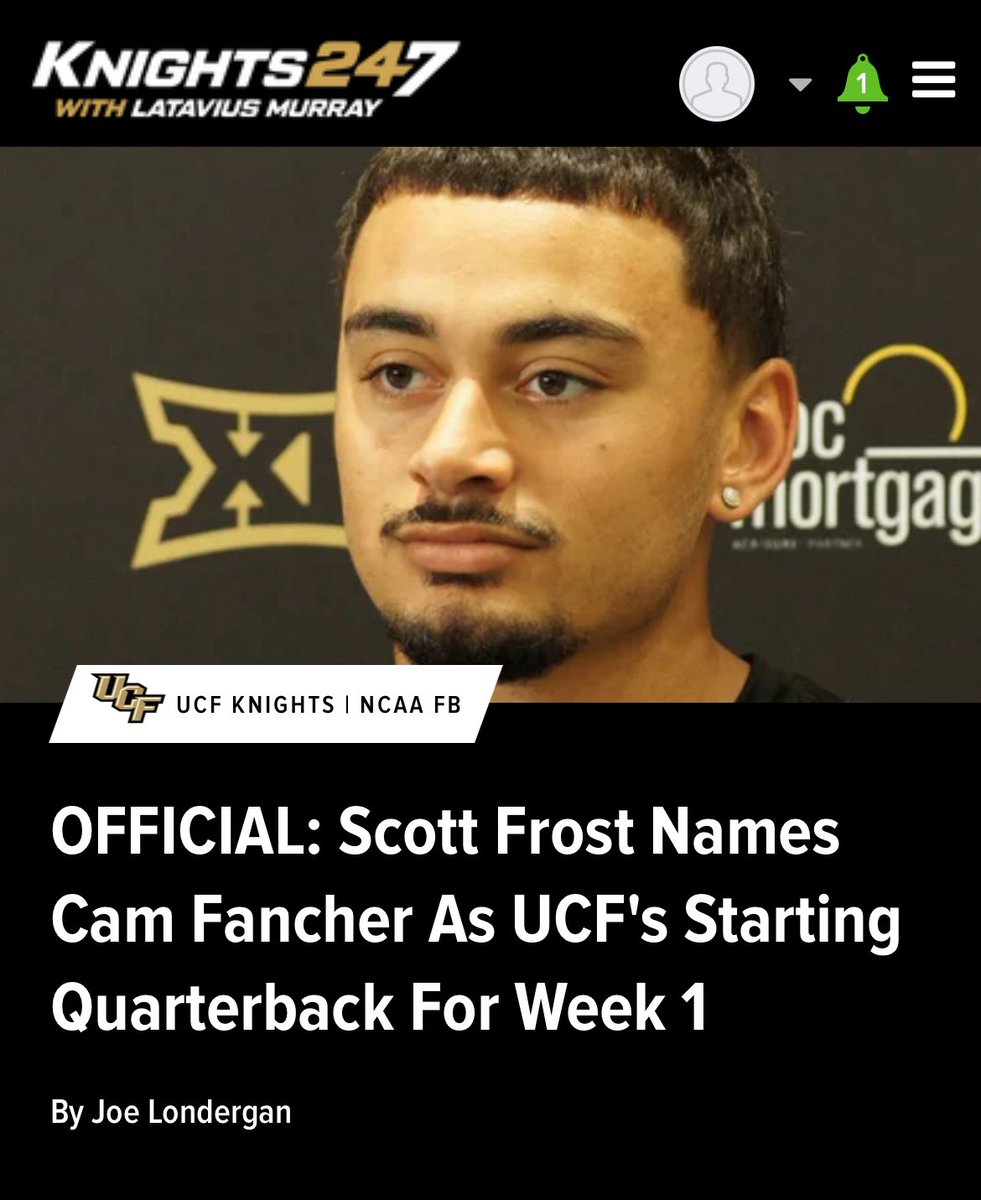 It’s official: Cam is QB1. Read more at Knights247.com. 

247sports.com/college/centra…