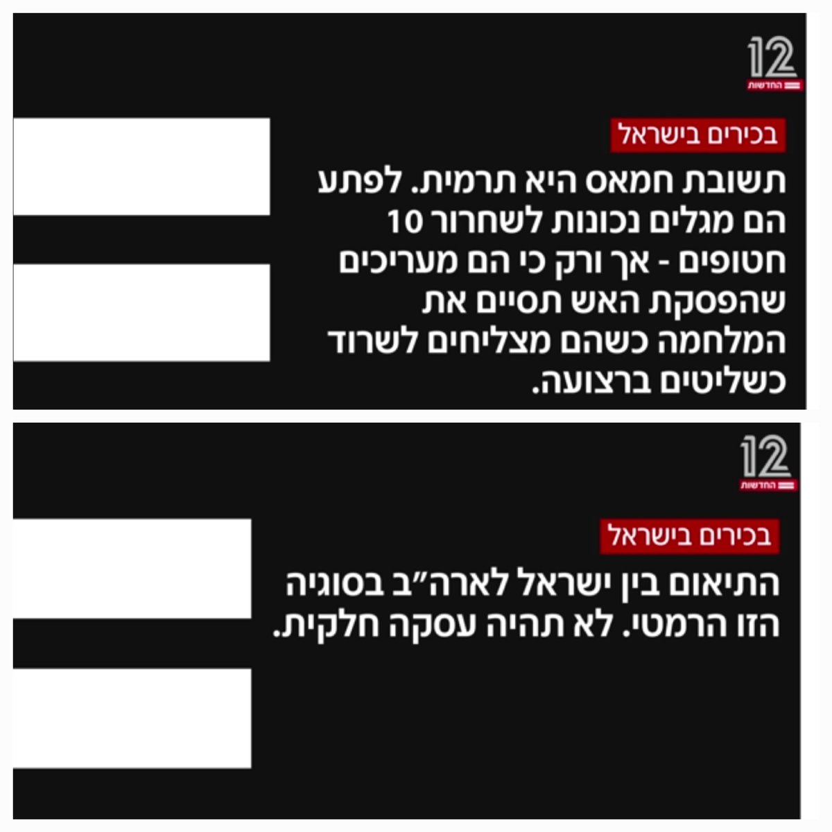 הטירפודים של נתניהו נמשכים. מהמקפצה.
המתווה שקידם נתניהו ואישר בעצמו? פתאום זה "תרמית".
עסקה כוללת? בתנאים לא ריאליים שנתניהו מציב.
האם ירון אברהם, שמצטט "בכירים בישראל", מסביר את זה לציבור?
מה פתאום.
גם אין מילה על האינטרסים האישיים של נתניהו: להאריך מלחמה כדי להימלט ממשפטו
