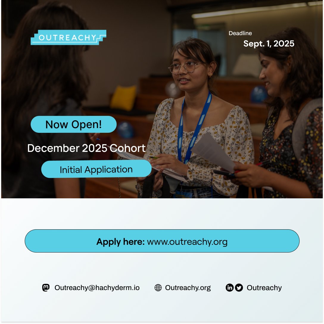Applications are now OPEN for the Outreachy December 2025 Internship!

📅 Deadline: Sept 1, 2025
🔎Read important info and apply: outreachy.org/blog/2025-08-2…

Some helpful guide: youtube.com/playlist?list=…

#Outreachy #Internship #OpenSource