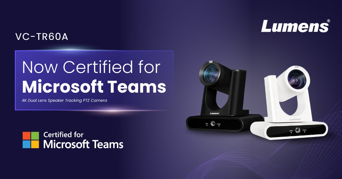 Lumens VC-TR60A Now Microsoft Teams Certified! 
<a href="/Microsoft/">Microsoft</a> AI Cloud Partner Program
The AI-based PTZ camera has been certified for Teams, enabling users to enjoy an elevated experience with plug-and-play setup.
Press Release:
mylumens.com/en/News_detail…