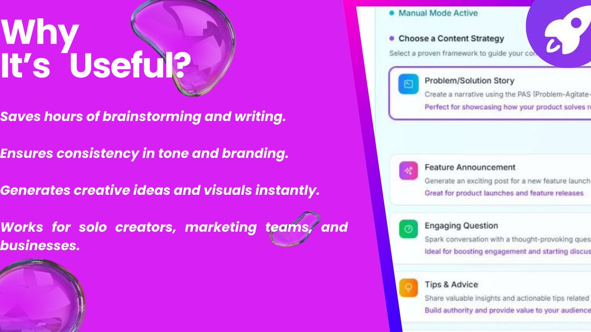 PostGeniusAI's tweet image. 🎉Say goodbye to content creation stress! With PostGenius’ Generate feature, your ideas transform into polished, platform-ready posts in a snap! Captions, formats, and visual prompts crafted to shine all in one click. Boost your brand with ease! #Content #CogniqAI #PostGenius #AI